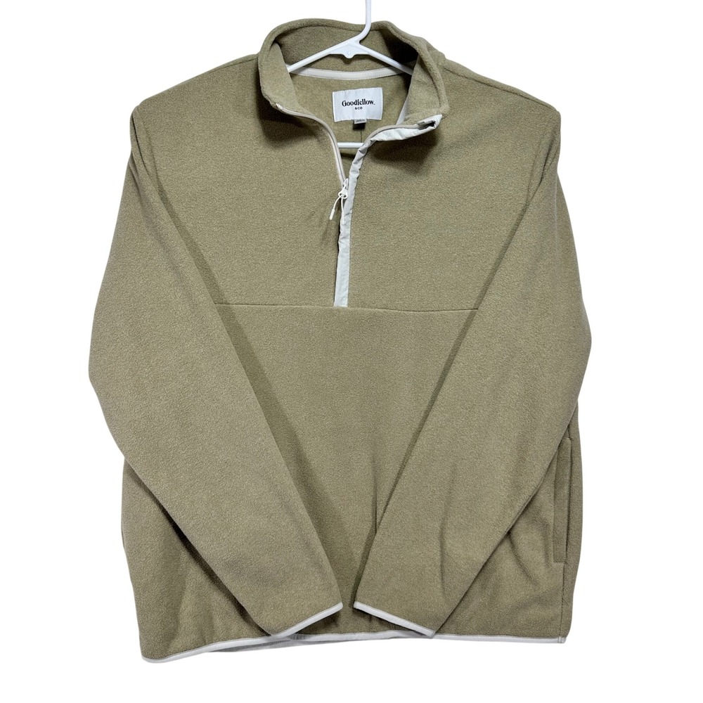 Goodfellow & Co Tan Fleece Quarter Zip Pullover Mock Neck Sweatshirt Large NEW - Picture 2 of 8